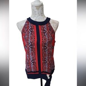 NewYork & Company Soho Jeans Paisley‎ Women’s Sleeveless Blouse XL Tie/Stretch